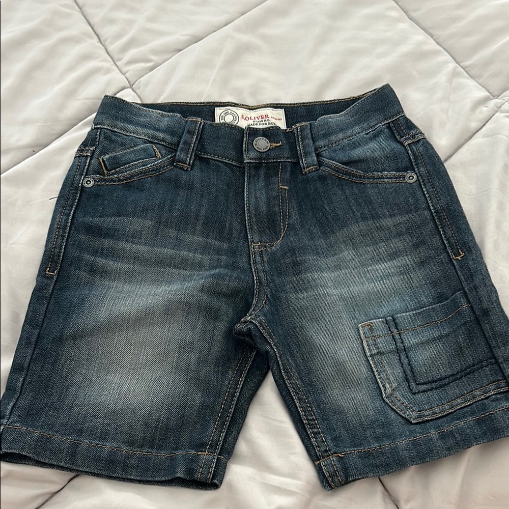 Vintage Blue Denim Shorts with Distressed Look